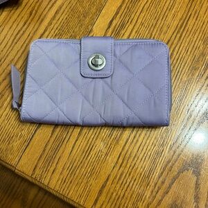 Vera Bradley Performance Twill Turn Lock Wallet Color: Lavender Like New